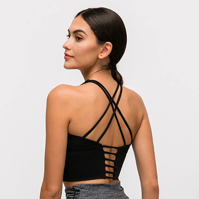 Spaghetti Straps Crop Top Sports Bra